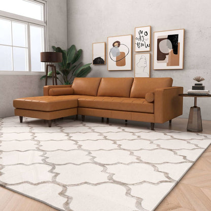 Anthony Genuine Tan Leather Left-Facing Sectional Sofa