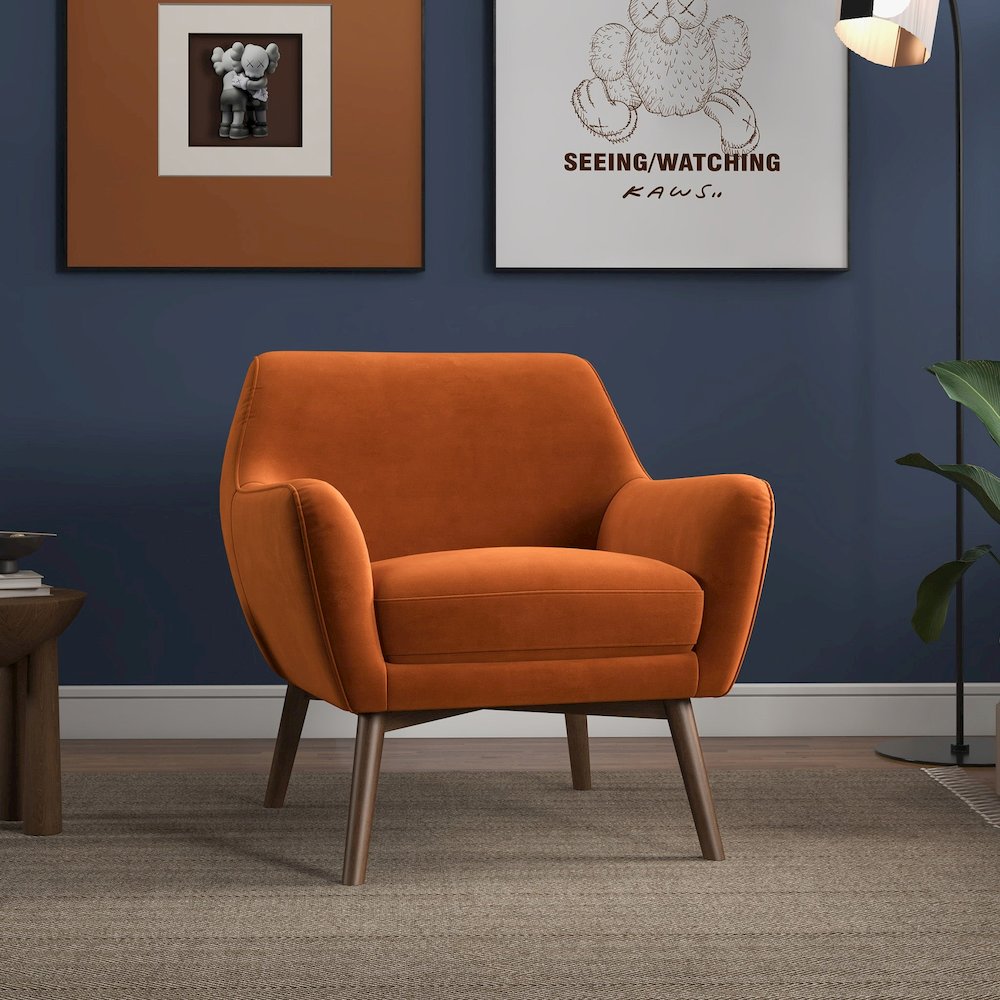 Panom Burnt Orange Velvet Lounge Chair