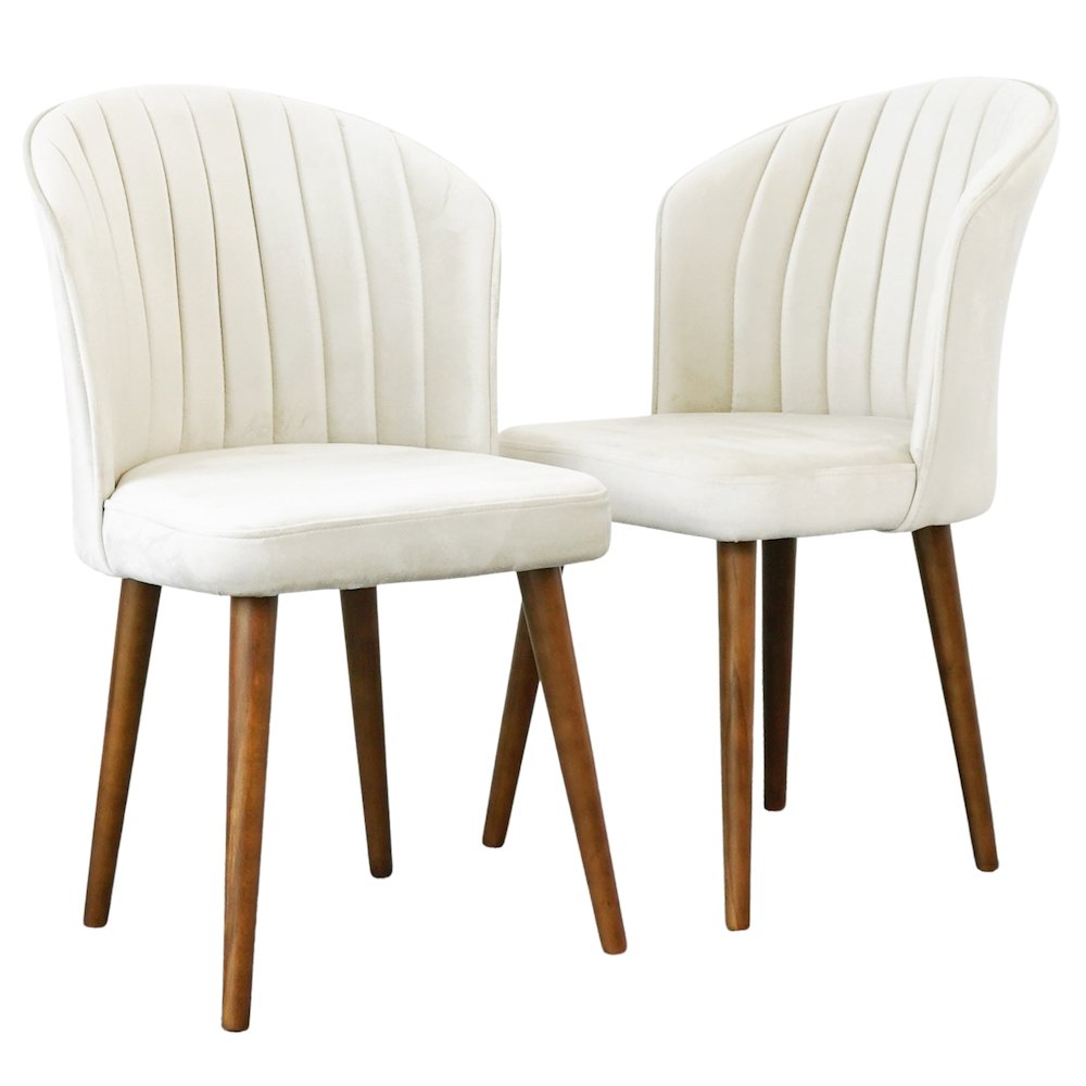 Parsons Beige Velvet Dining Chair - Set of 2
