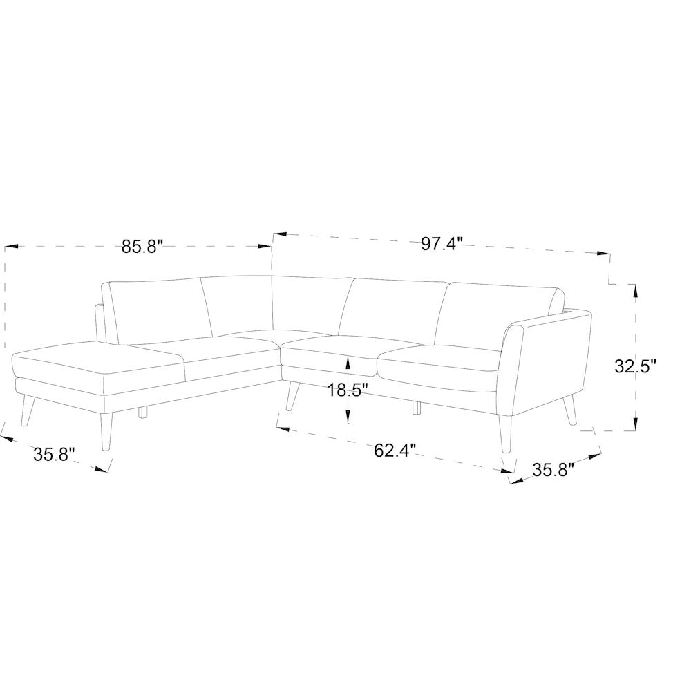 Benson Grey Sectional Sofa Left Facing Chaise