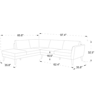 Benson Grey Sectional Sofa Left Facing Chaise