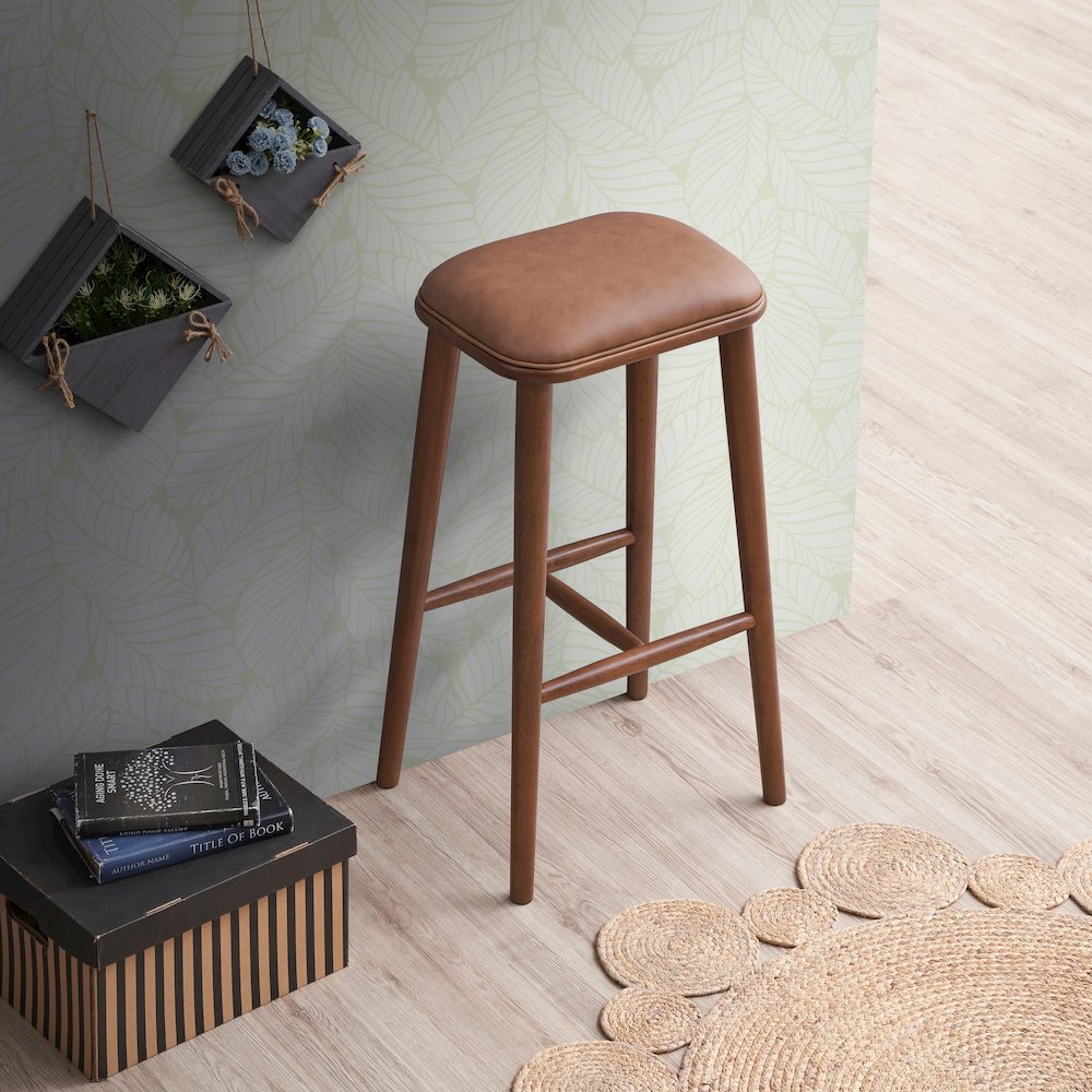 Jason Walnut PU Leather Bar Stool