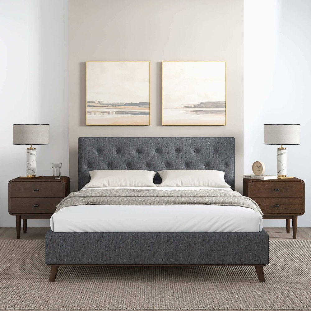 Graceville Dark Grey Fabric Platform King Bed