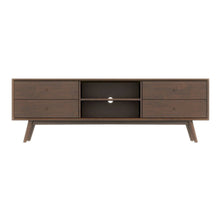 Mid Century Modern Walnut TV Stand for TVs, Solid Wood TV Cabinet