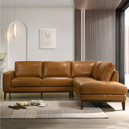 London Premium Genuine Leather Sectional Sofa Right Facing