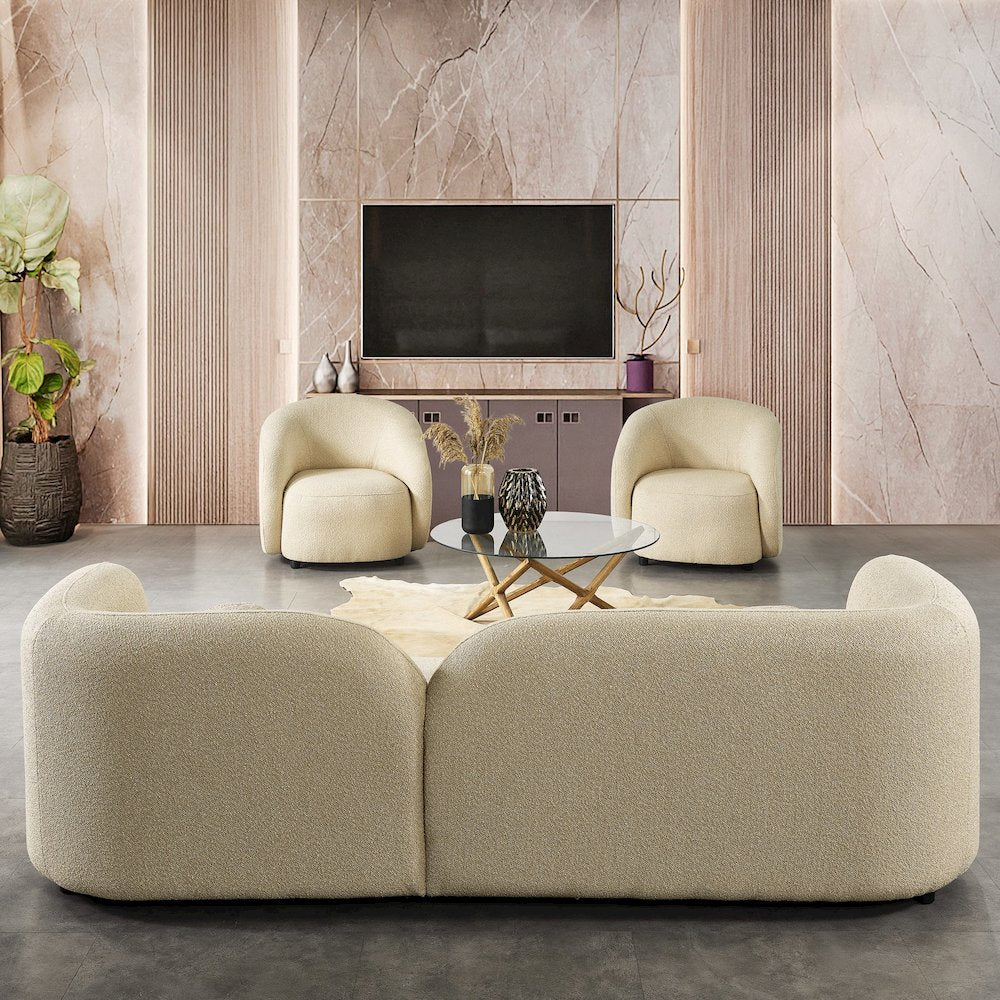 Donna Japandi Style Ivory Boucle Sofa