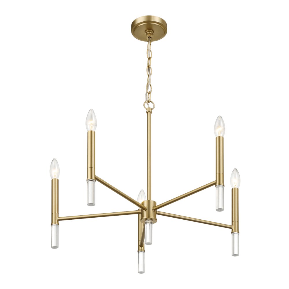 Courtyard Five Light Golden Brass Candle Light Chandelier