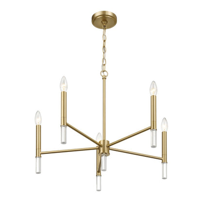 Courtyard Five Light Golden Brass Candle Light Chandelier