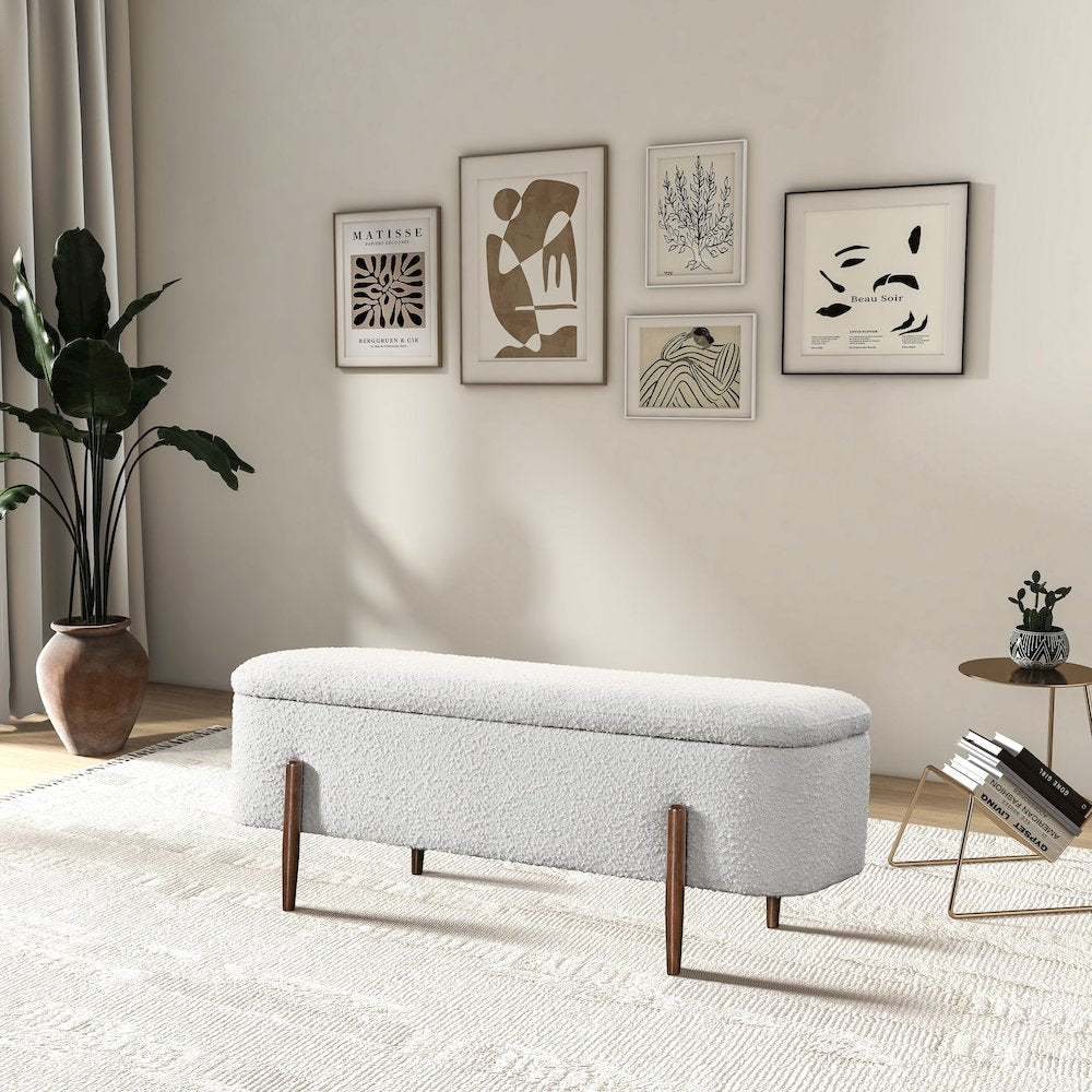 Sarna Ivory Boucle Bench