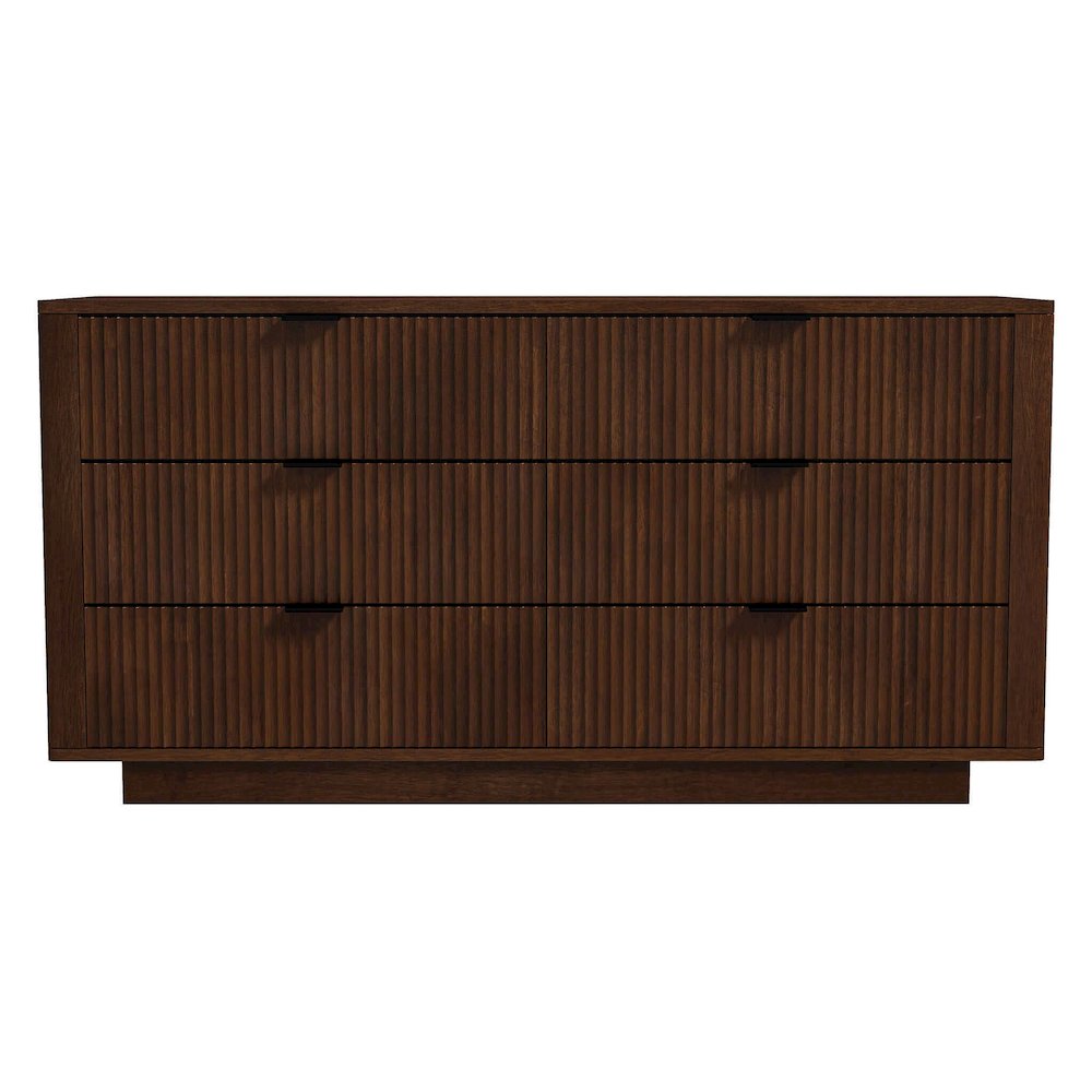 Solid Wood 6 Drawer Dresser for Bedroom with Walnut Finish, Brown Color