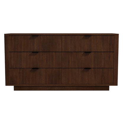 Solid Wood 6 Drawer Dresser for Bedroom with Walnut Finish, Brown Color