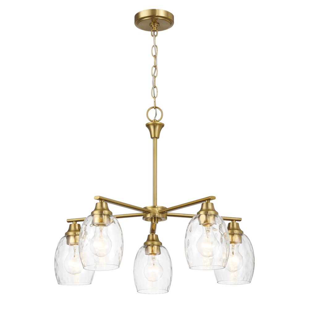 Elegance Five Lights Linear Arms with Golden Brass Finish Chain Chandelier