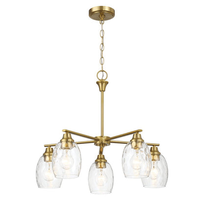 Elegance Five Lights Linear Arms with Golden Brass Finish Chain Chandelier