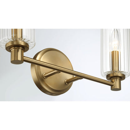 Regal Double Light Vanity With Clear Ribbed Glass - Satin Brass