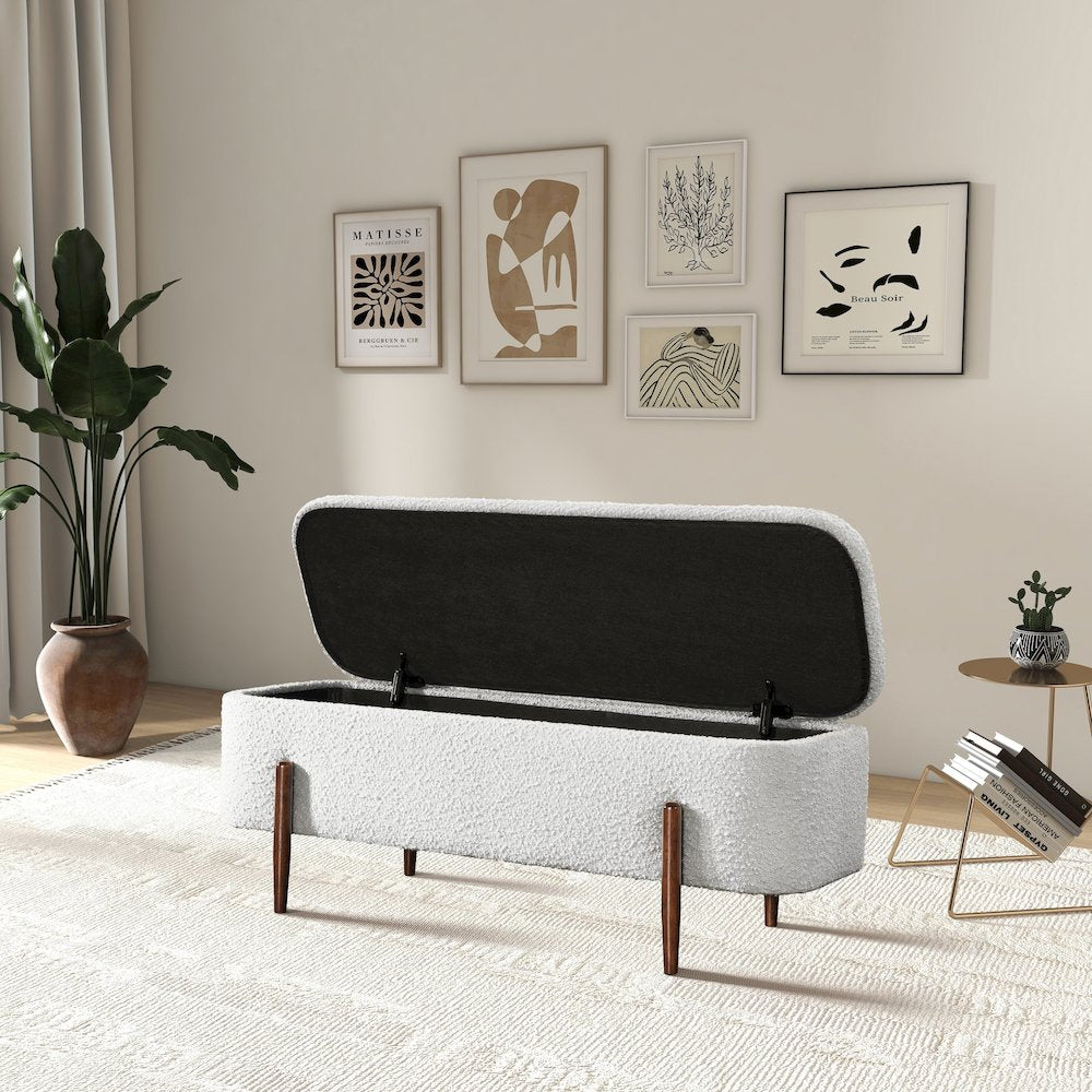 Sarna Ivory Boucle Bench
