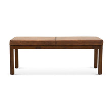 Beige Leather Entryway Bench with Lines, Ideal Bedroom & Dining Bench