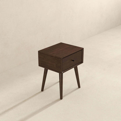 Avery Solid Wood Walnut Night Stand with Single Drawer