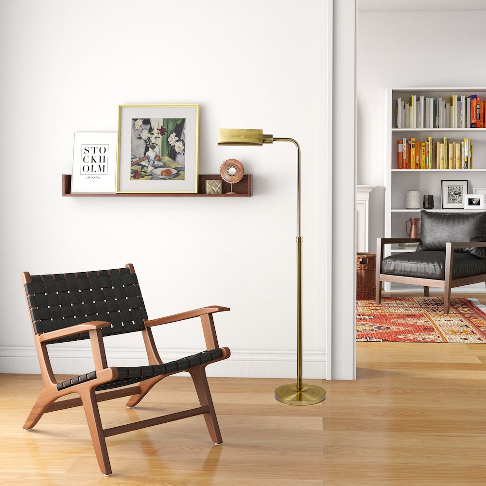 Elara Floor Lamp Gold outer and White inner