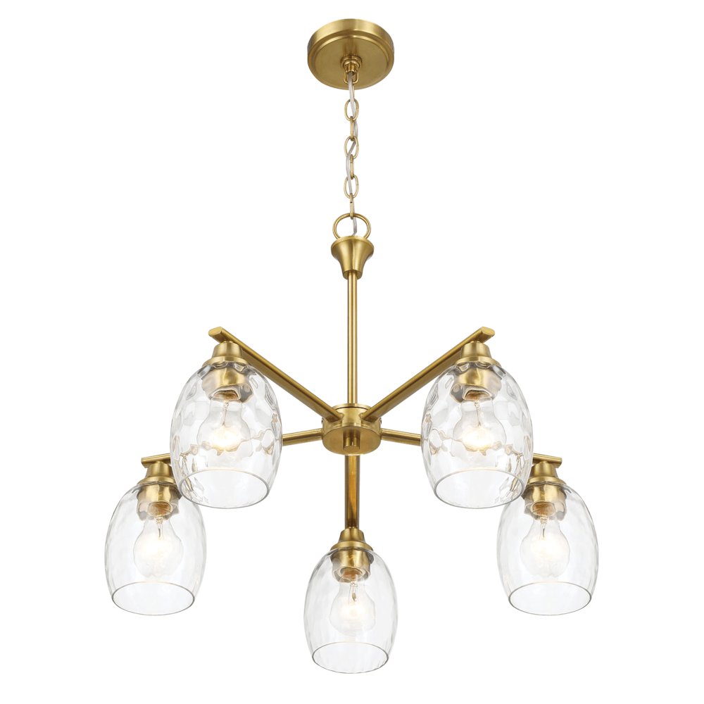 Elegance Five Lights Linear Arms with Golden Brass Finish Chain Chandelier