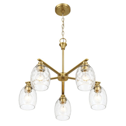 Elegance Five Lights Linear Arms with Golden Brass Finish Chain Chandelier