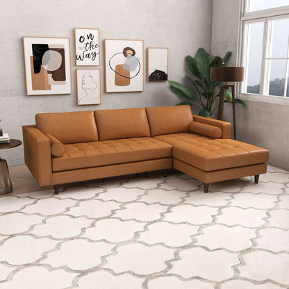 Anthony Genuine Tan Leather Right-Facing Sectional Sofa