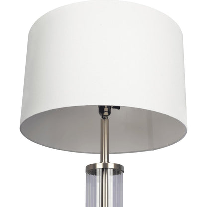 Echo Brushed Nickel Table Lamp with On/Off Switch Clear Glass Body Metal Base