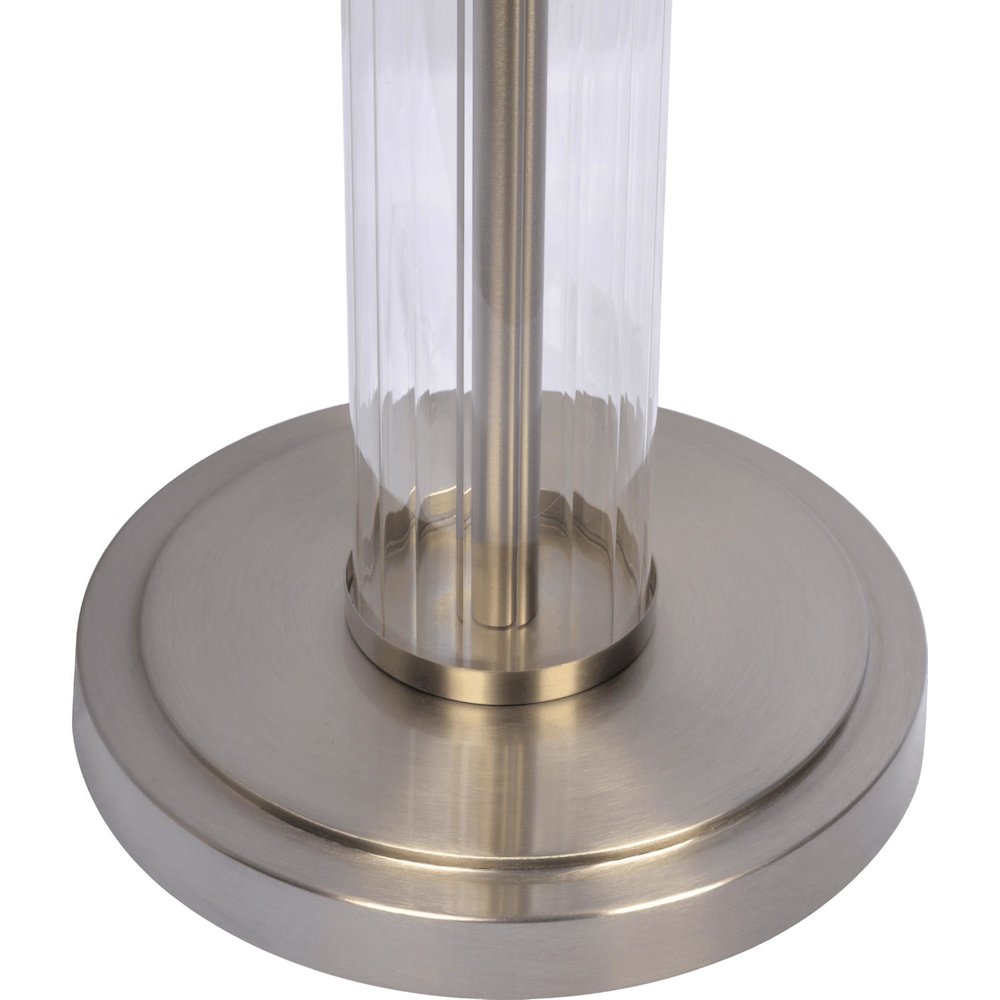 Echo Brushed Nickel Table Lamp with On/Off Switch Clear Glass Body Metal Base