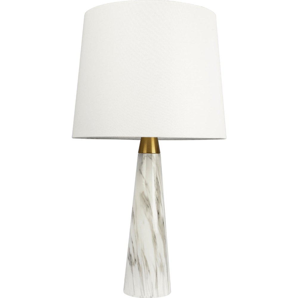 Enclave Hydro Black Table Lamp with On/Off Switch Faux Marble Base Fabric Shade