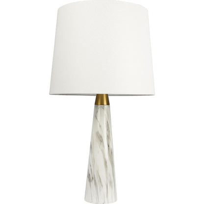 Enclave Hydro Black Table Lamp with On/Off Switch Faux Marble Base Fabric Shade
