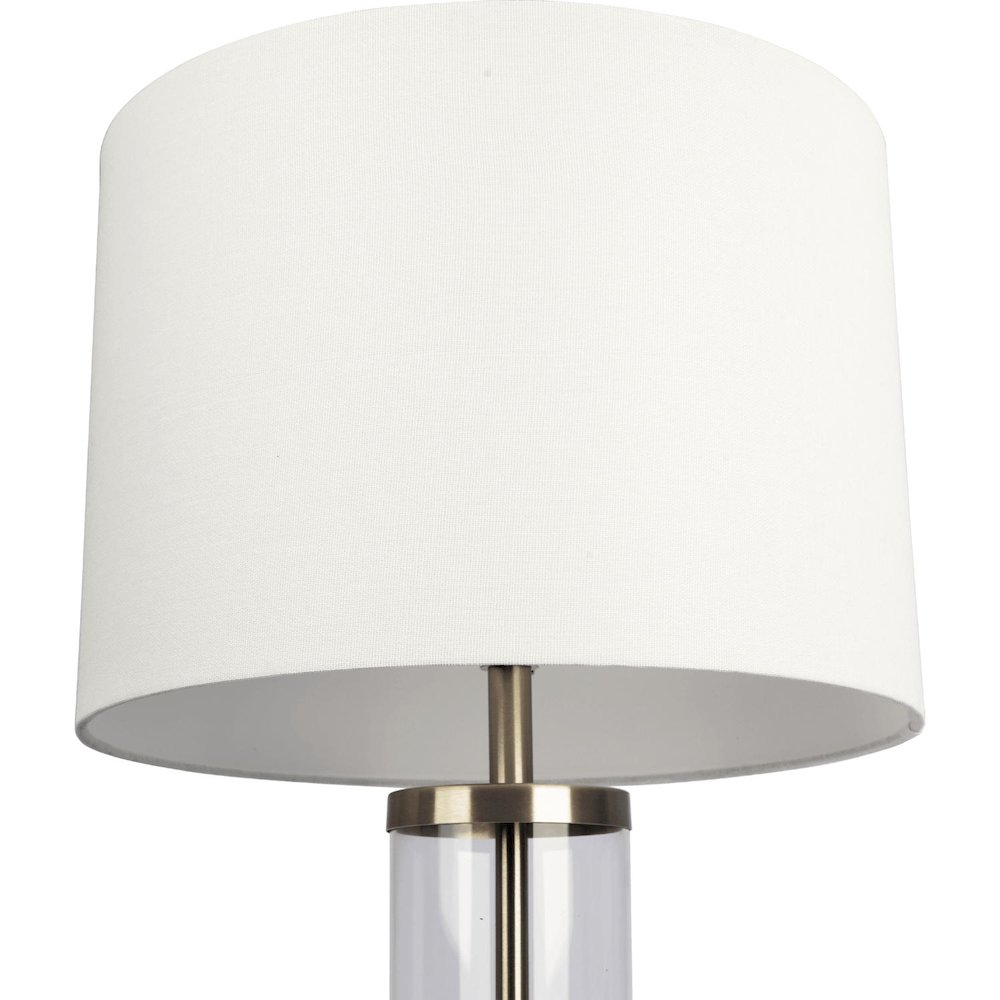 Luna Brushed Nickel Table Lamp with On/Off Switch Clear Glass Body Metal Base