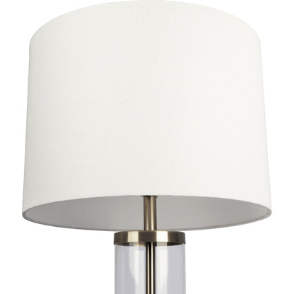 Luna Brushed Nickel Table Lamp with On/Off Switch Clear Glass Body Metal Base
