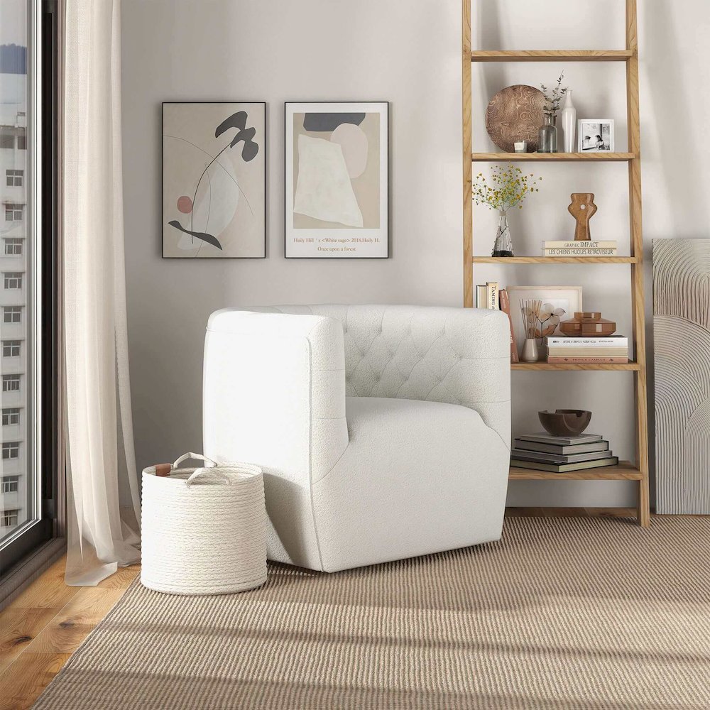 Delaney Cream Boucle Swivel Chair