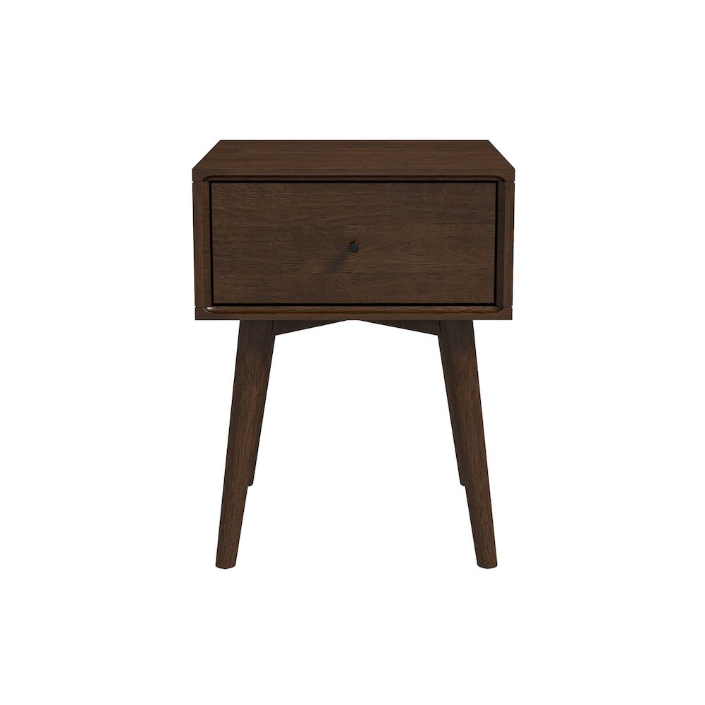 Solid Wood Mid Century Modern Nightstand in Brown, Modern Nightstand Design