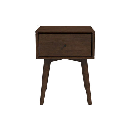 Solid Wood Mid Century Modern Nightstand in Brown, Modern Nightstand Design