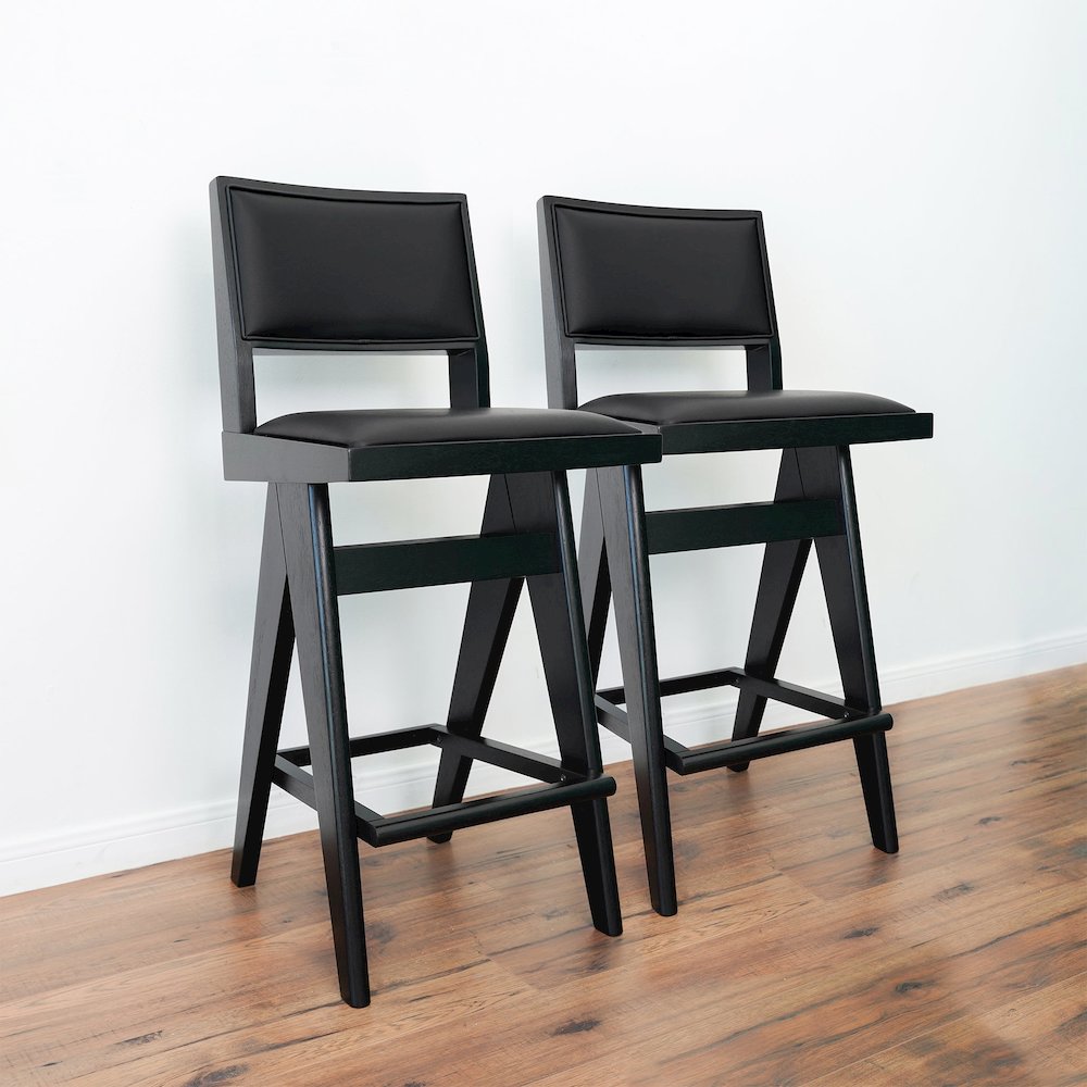 Keira Black PU Bar Stool (Set of 2)