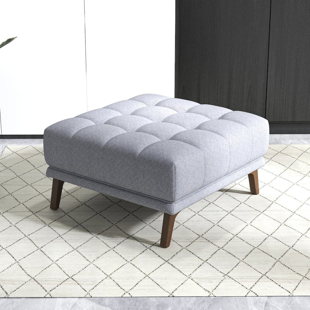 Addison Square Light Grey Upholstered Ottoman