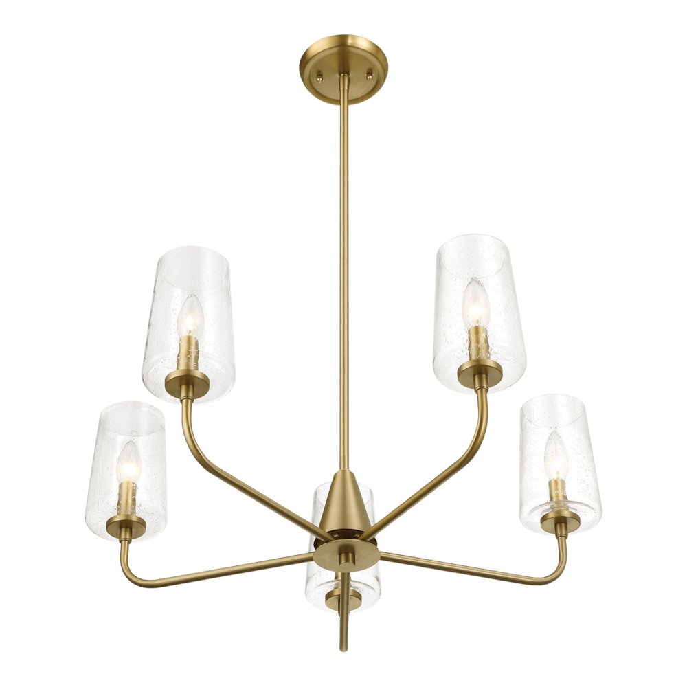 Dazzle Five Lights Chandelier With Clear Seeded Glass -Satin Brass