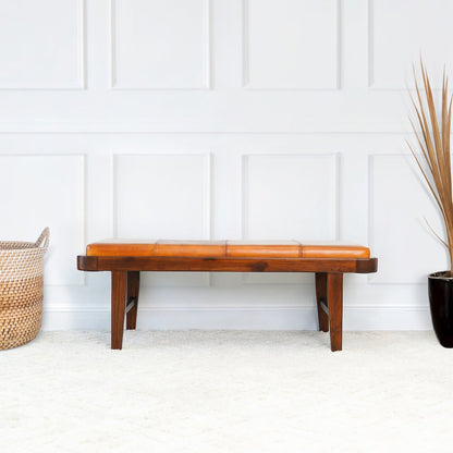 Maddox Tan Leather Bench