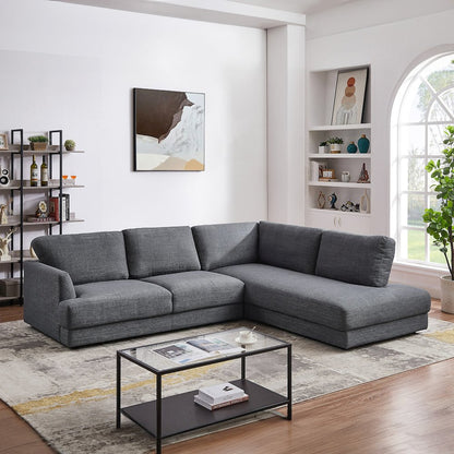 Glander Grey Fabric Right-Facing Sectional Sofa