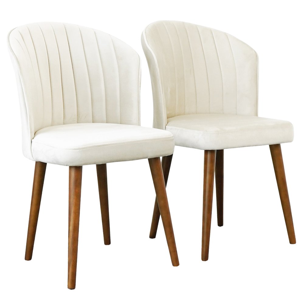 Parsons Beige Velvet Dining Chair - Set of 2
