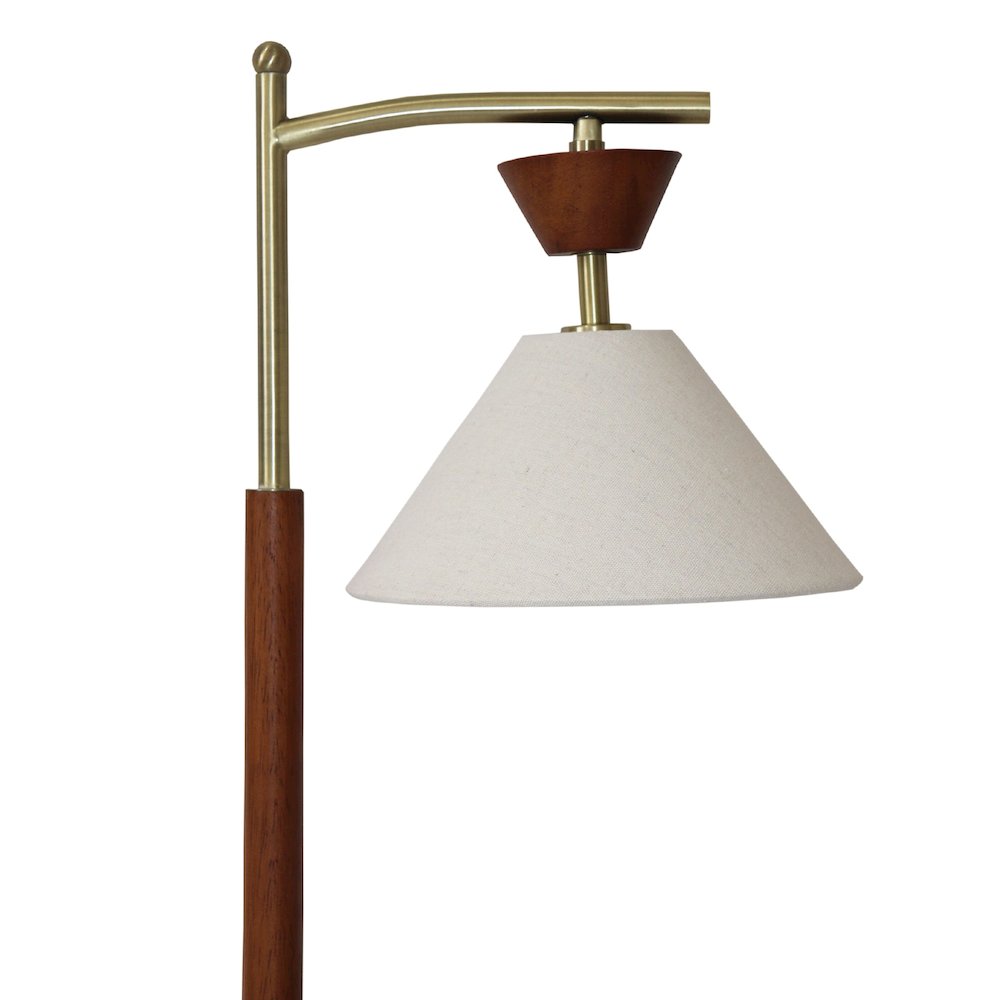Dreamlight Table Lamp, Brown Solid Wood Base with Elegant Cone Linen Shade