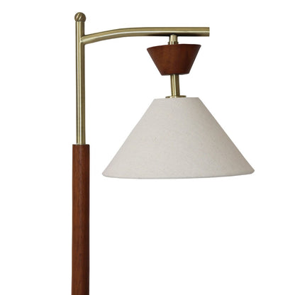 Dreamlight Table Lamp, Brown Solid Wood Base with Elegant Cone Linen Shade