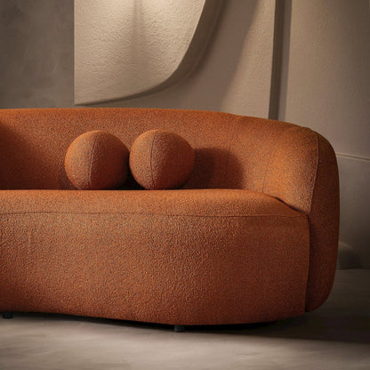 Drake Burnt Orange Japandi Style Curvy Boucle Sofa