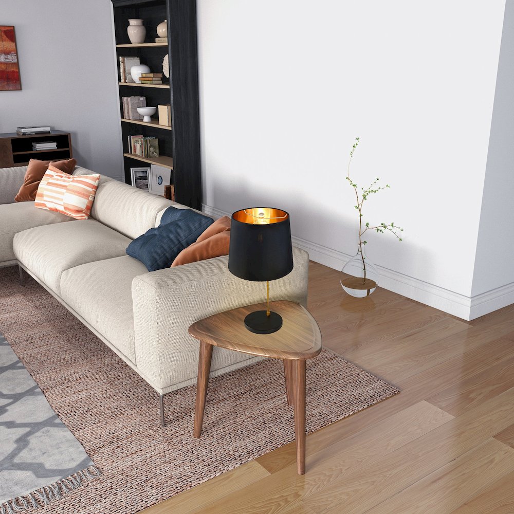 Lustrous Table Lamp - Black outer and Gold inner