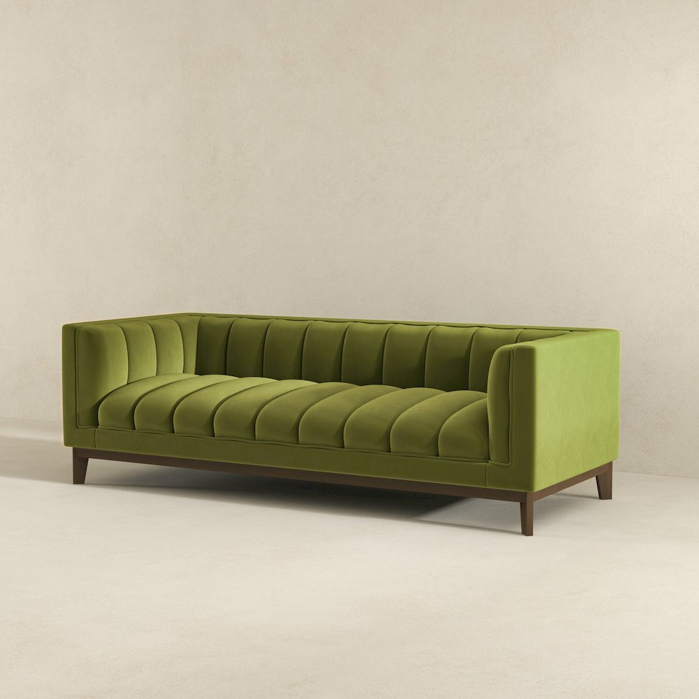 Melissa Mid-Century Green Velvet Modern Sofa