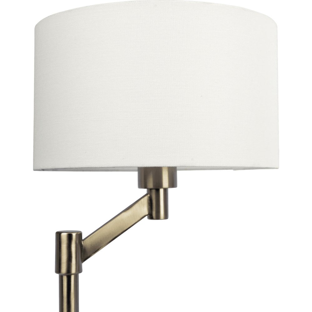 Brushed Nickel Table Lamp with On/Off Switch Curved Metal Base Linen Shade