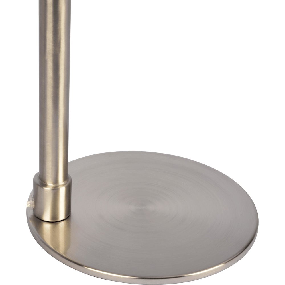 Brushed Nickel Table Lamp with On/Off Switch Curved Metal Base Linen Shade