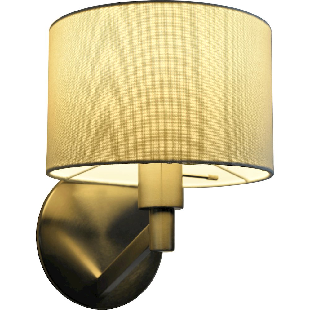 Nebula Brushed Nickel Base Wall Lamp with Rotary Switch White Fabric Shade