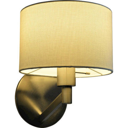 Nebula Brushed Nickel Base Wall Lamp with Rotary Switch White Fabric Shade