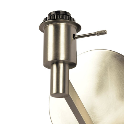 Nebula Brushed Nickel Base Wall Lamp with Rotary Switch White Fabric Shade